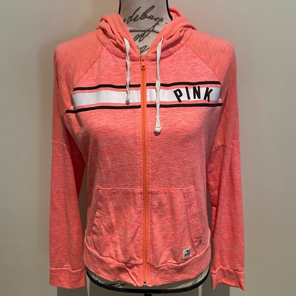 EUC Coral/Pink Victoria’s Secret Pink Zip Hoodie!